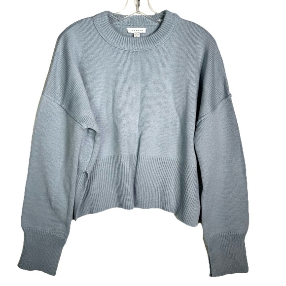 Topshop Sweaters - TOPSHOP Womens Cropped Oversized Boxy Light Blue Knit Sweater Sz Small 4-6